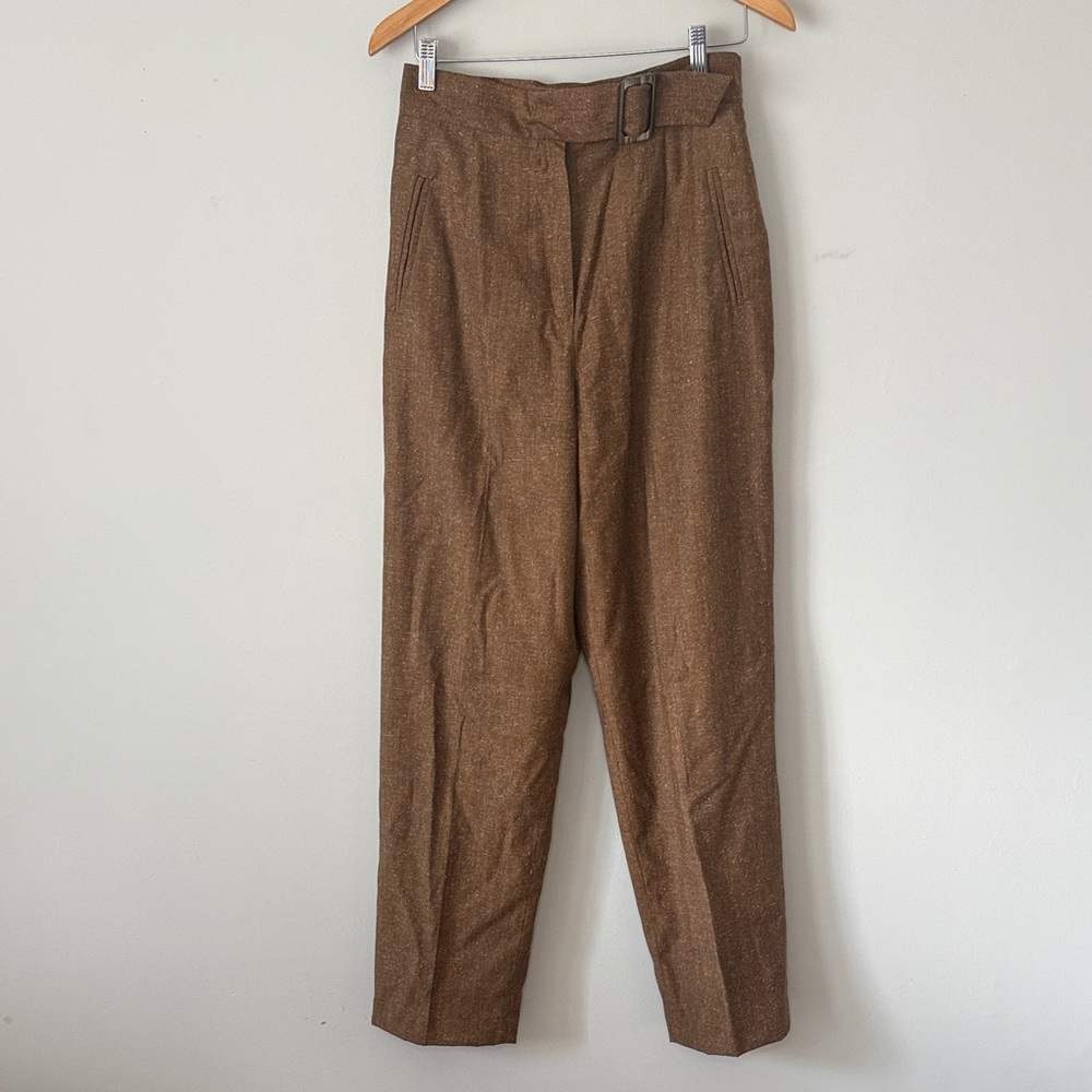 Vintage Austin Reed Ladies Brown Wool Tweed Belted Pants sz 10
